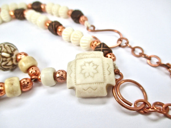 Cross Pendant Necklace for Christian Women and Men with Vintage Lucite and Copper