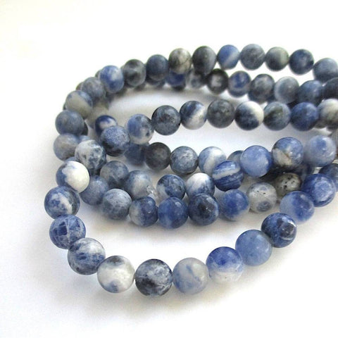 Sodalite Gemstone Beads 6mm Blue Gray White Semi Precious Stones 24 pieces