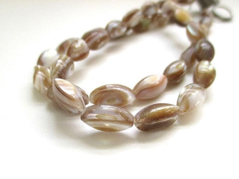 Natural Mother of Pearl oval shell beads