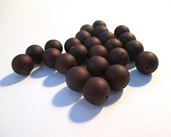 Dark brown vinate lucite vintage color coated acrylic beads with opaque matte finish for handmade jewelry designs and projects